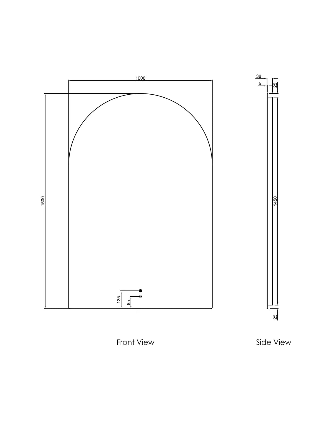 Otti LED Archie Mirror 1000mm Frameless Mirror - LED-AR1510