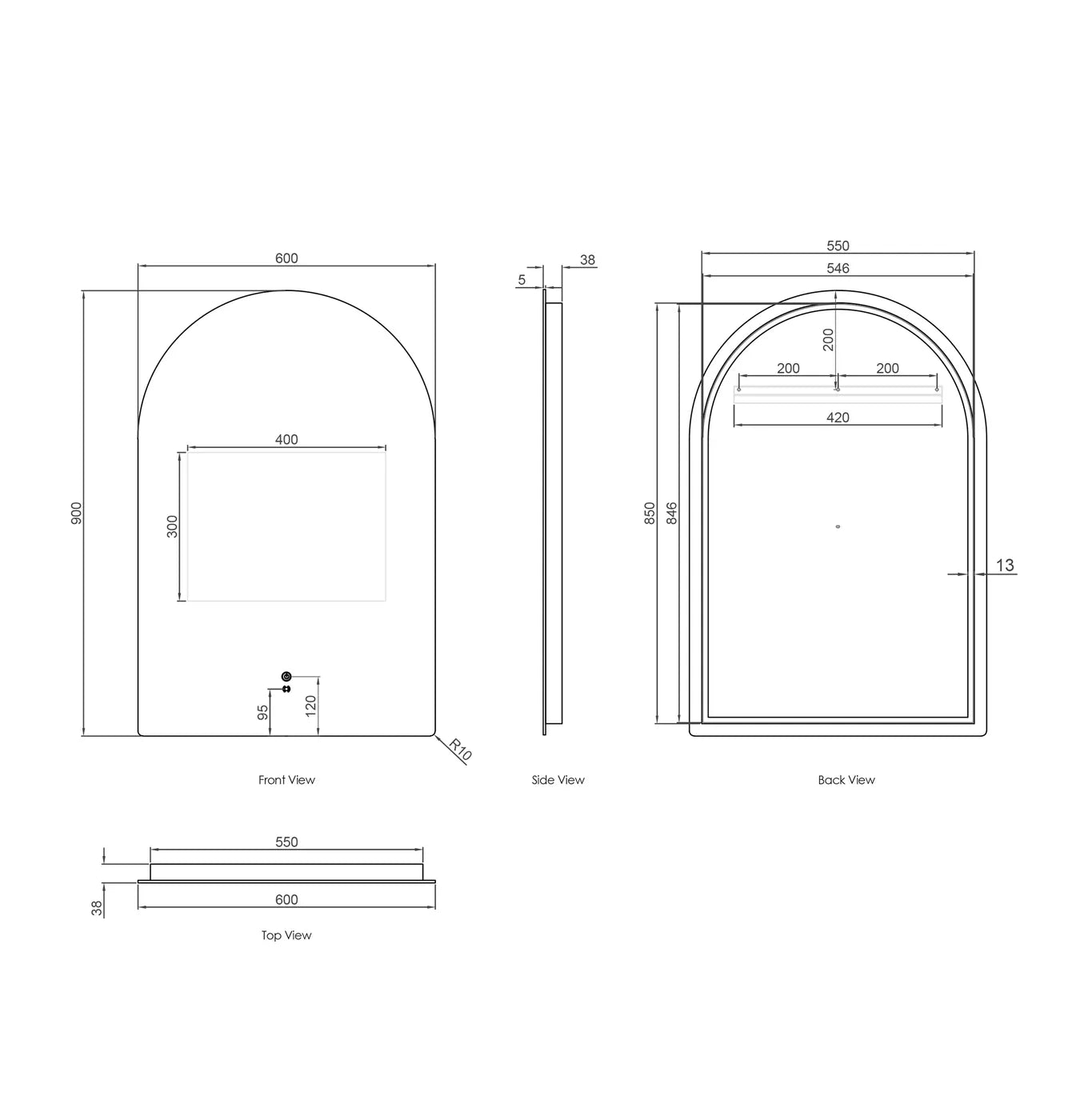 Otti LED Archie Mirror 900mm LED-AR9060N