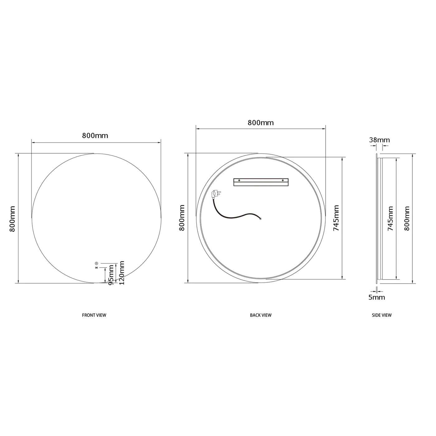 Otti Bondi LED Round Frame Mirror LED-R800