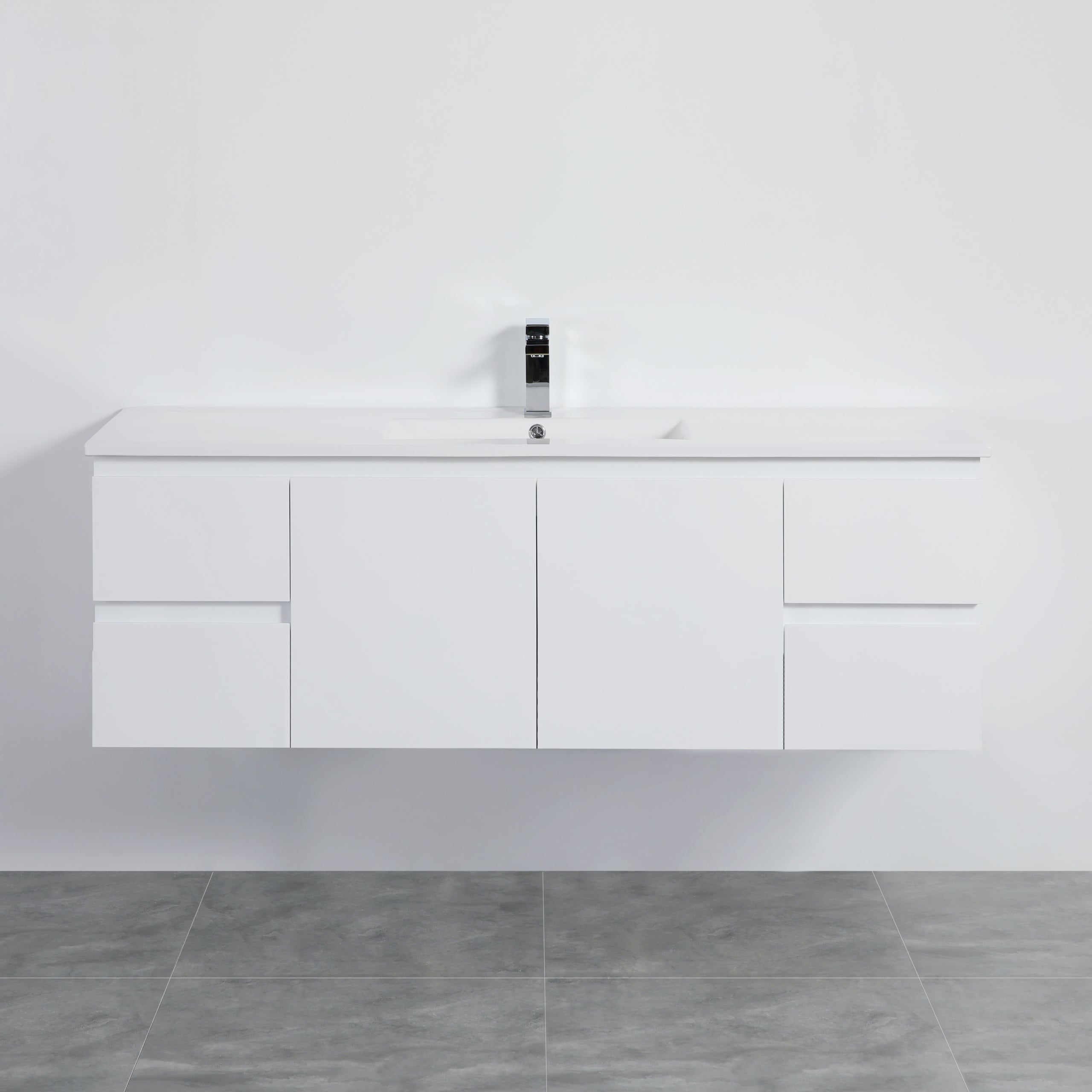 Lukka Alpha PVC 1500 x 460mm Wall Hung Vanity - Ceramic Top