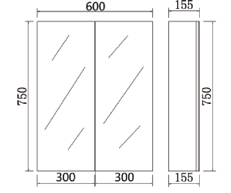Alpha PVC 600mm Shaving Cabinet LK-ALSV600