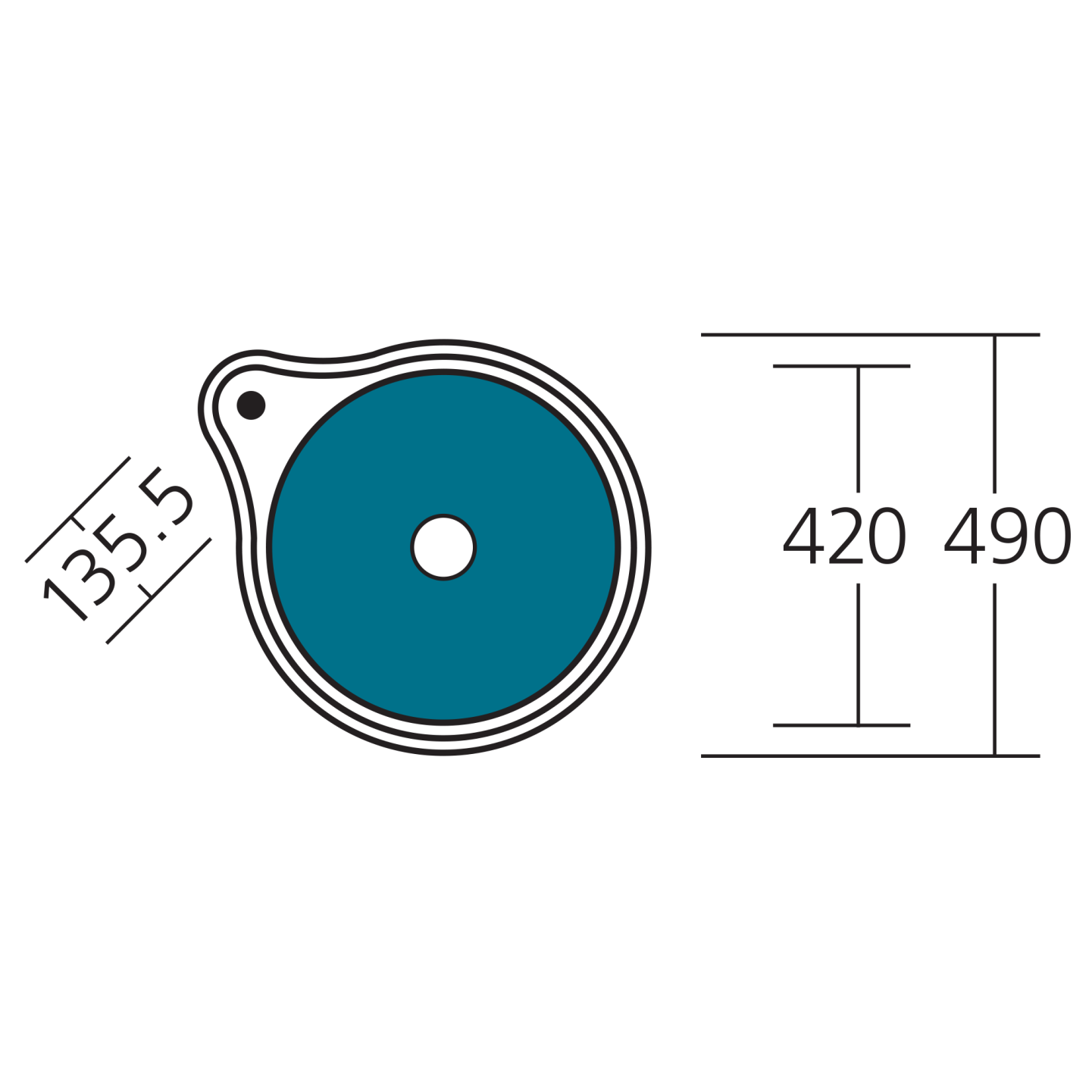 Oliveri Solitaire Round Bowl Sink with Tap Landing LR515