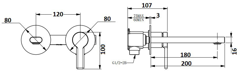 Lushh Lilly Pilly Wall Basin/Bath Mixer LS-LP-305