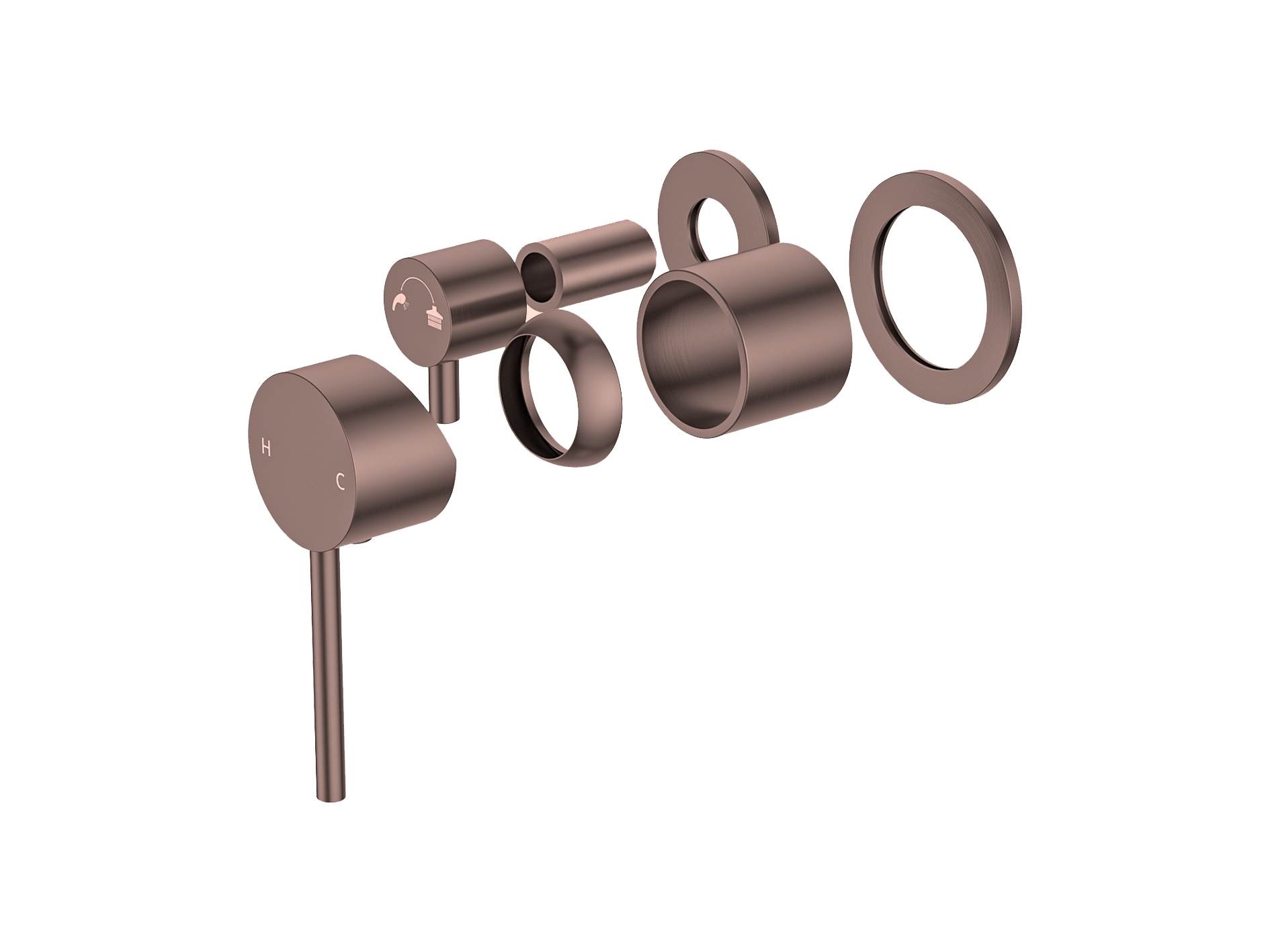 Lushh Maple Horizontal Wall Diverter Shower/Bath Mixer Separate Plates LS-MP-306