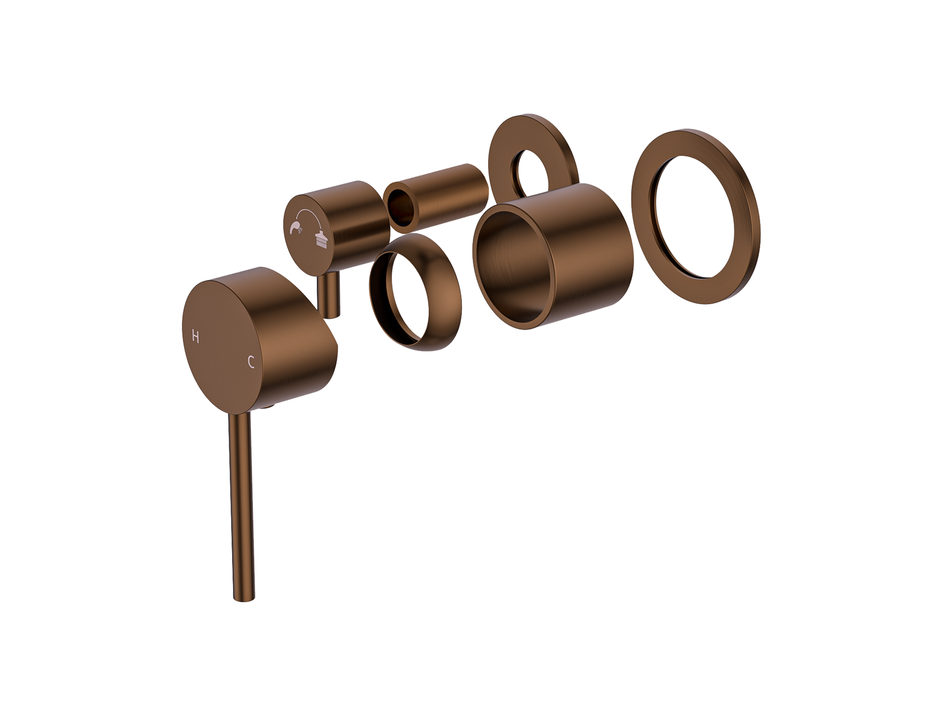 Lushh Maple Horizontal Wall Diverter Shower/Bath Mixer Separate Plates LS-MP-306
