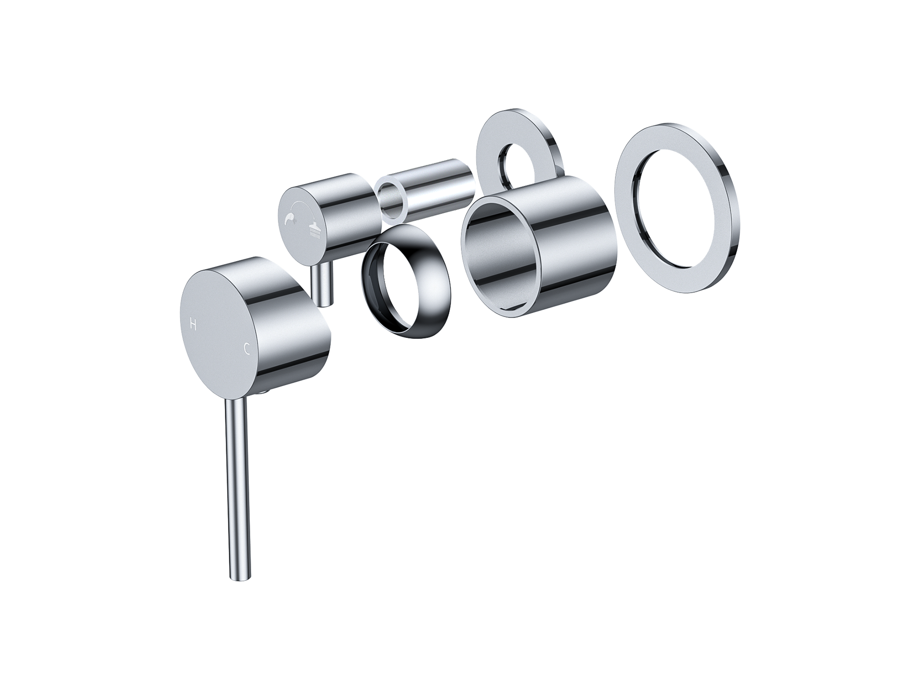 Lushh Maple Horizontal Wall Diverter Shower/Bath Mixer Separate Plates LS-MP-306