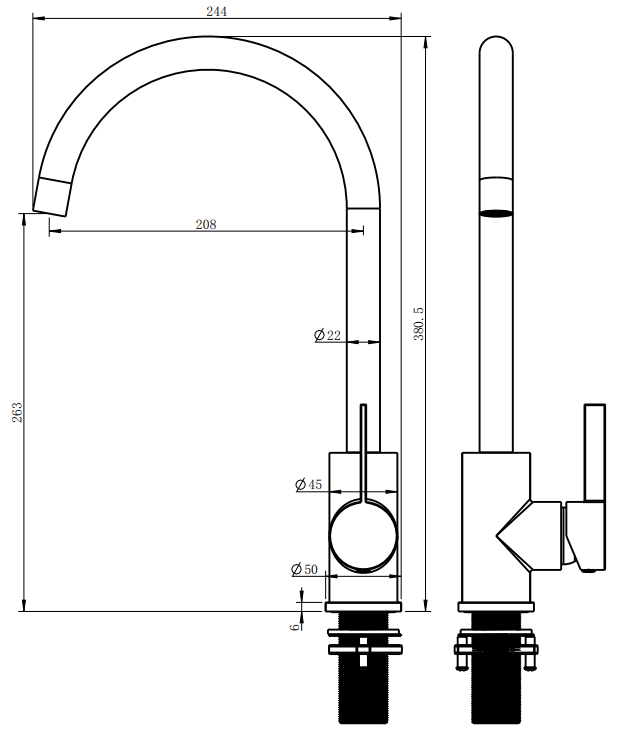 Lushh Sakura Gooseneck Sink Mixer LS-SA-SM