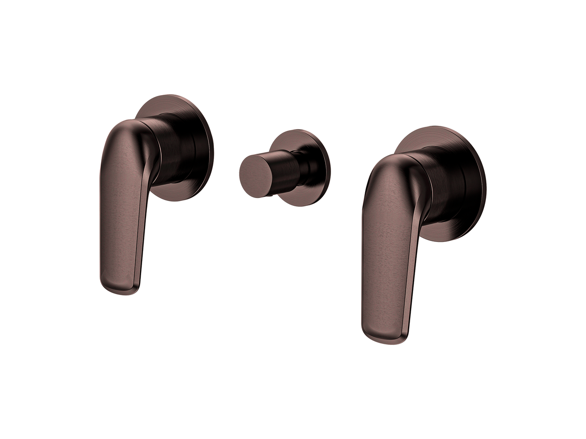 Sequoia Twin Shower / Bath Mixer with Centre Diverter Round Plates LS-SQ-308