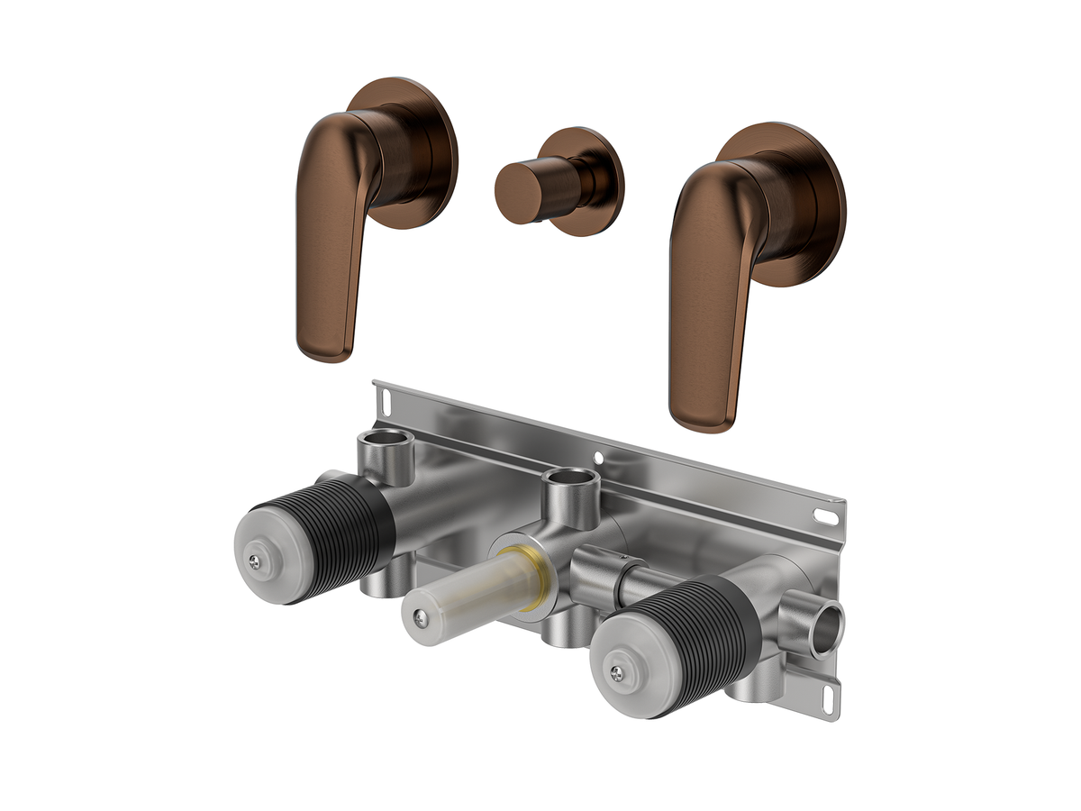 Sequoia Twin Shower / Bath Mixer with Centre Diverter Round Plates LS-SQ-308