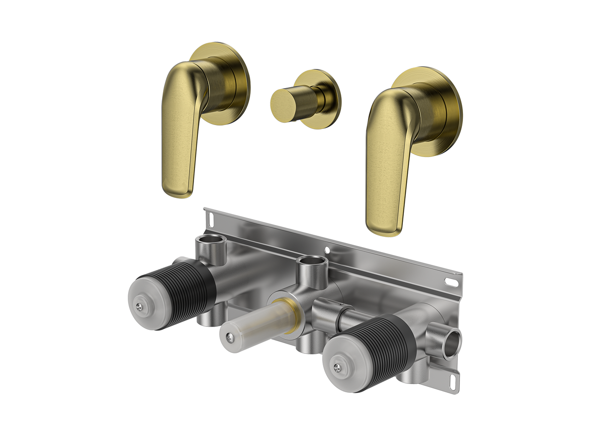 Sequoia Twin Shower / Bath Mixer with Centre Diverter Round Plates LS-SQ-308