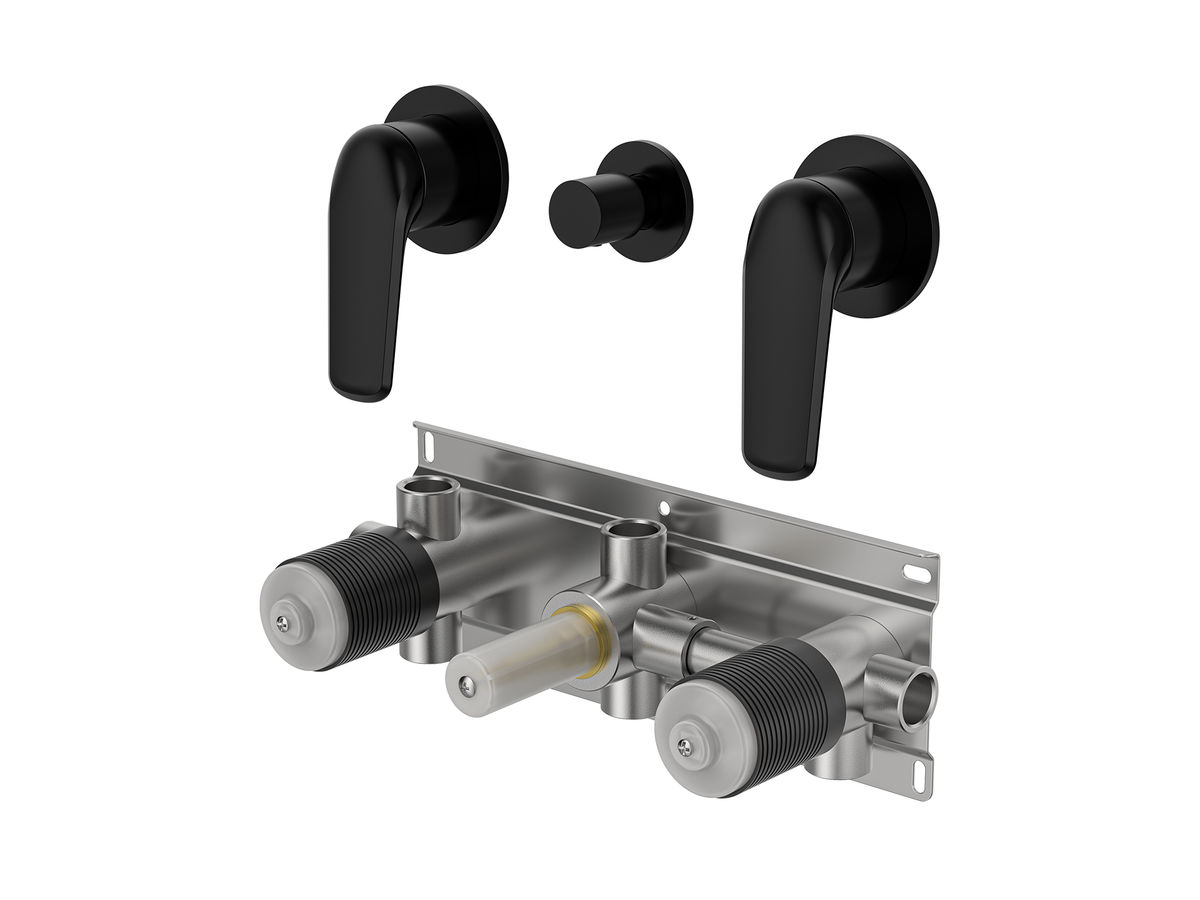 Sequoia Twin Shower / Bath Mixer with Centre Diverter Round Plates LS-SQ-308