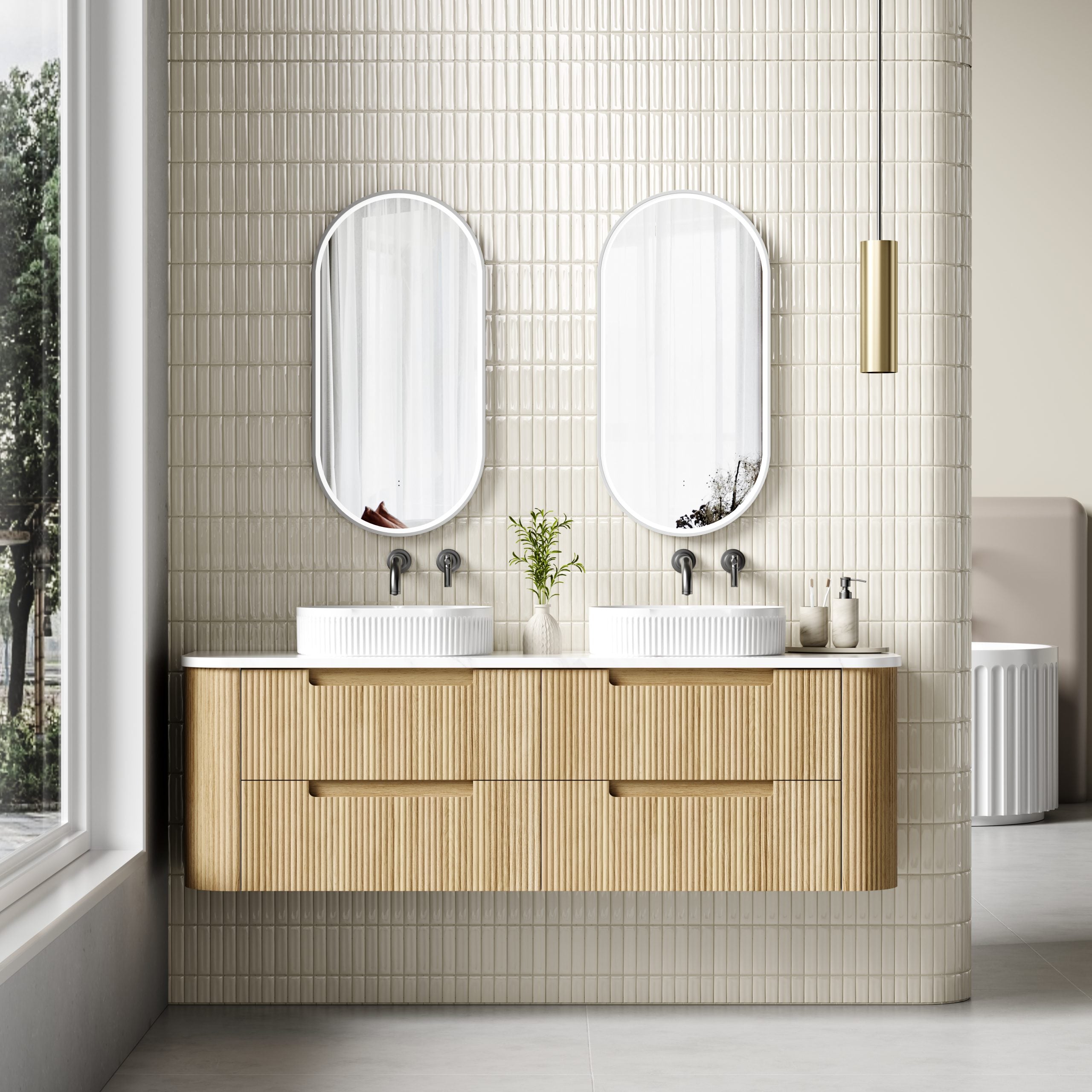 Aulic Varcelli 1800mm Tier Wall Hung Vanity Double Bowl