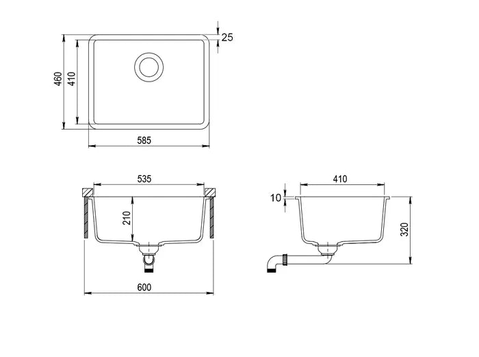 Inspire Single Bowl Granite Sink M-KB5846S-W