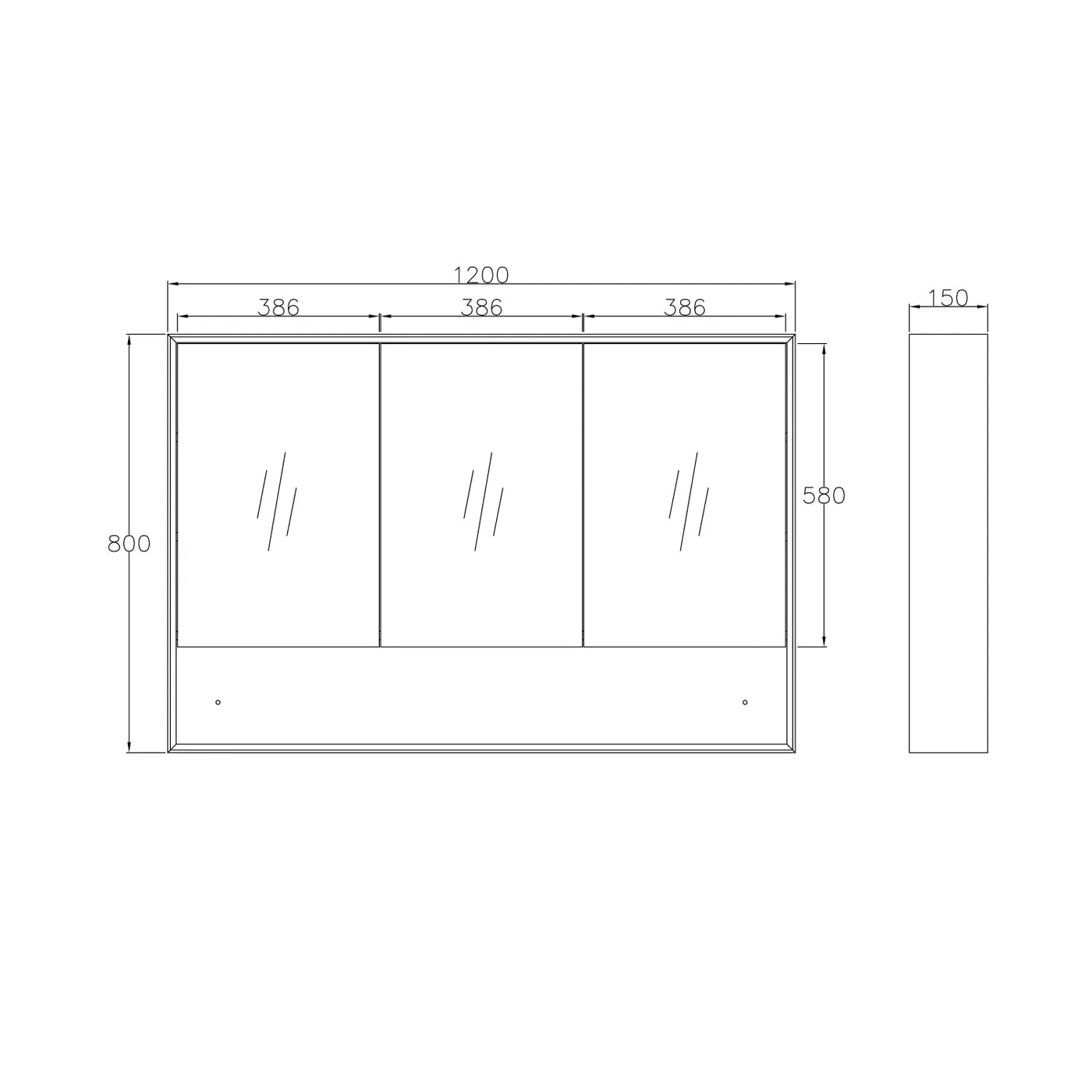 Otti Marlo 1200mm Shaving Cabinet Matte Black MASV1200B