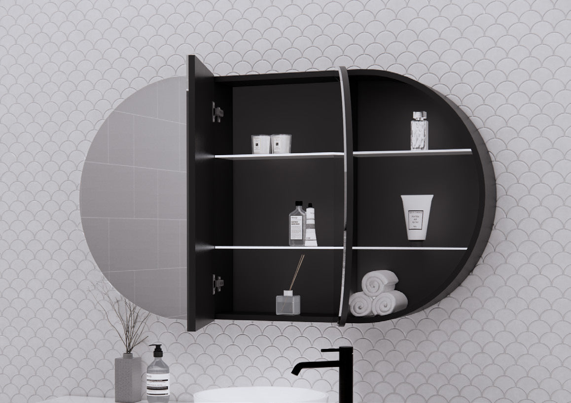 ABS Riva London Oval Shaving Cabinet Matte White