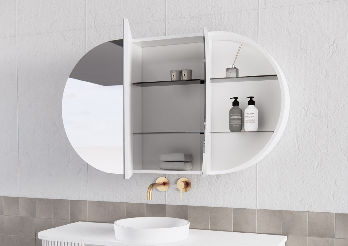 ABS Riva London Oval Shaving Cabinet Matte White