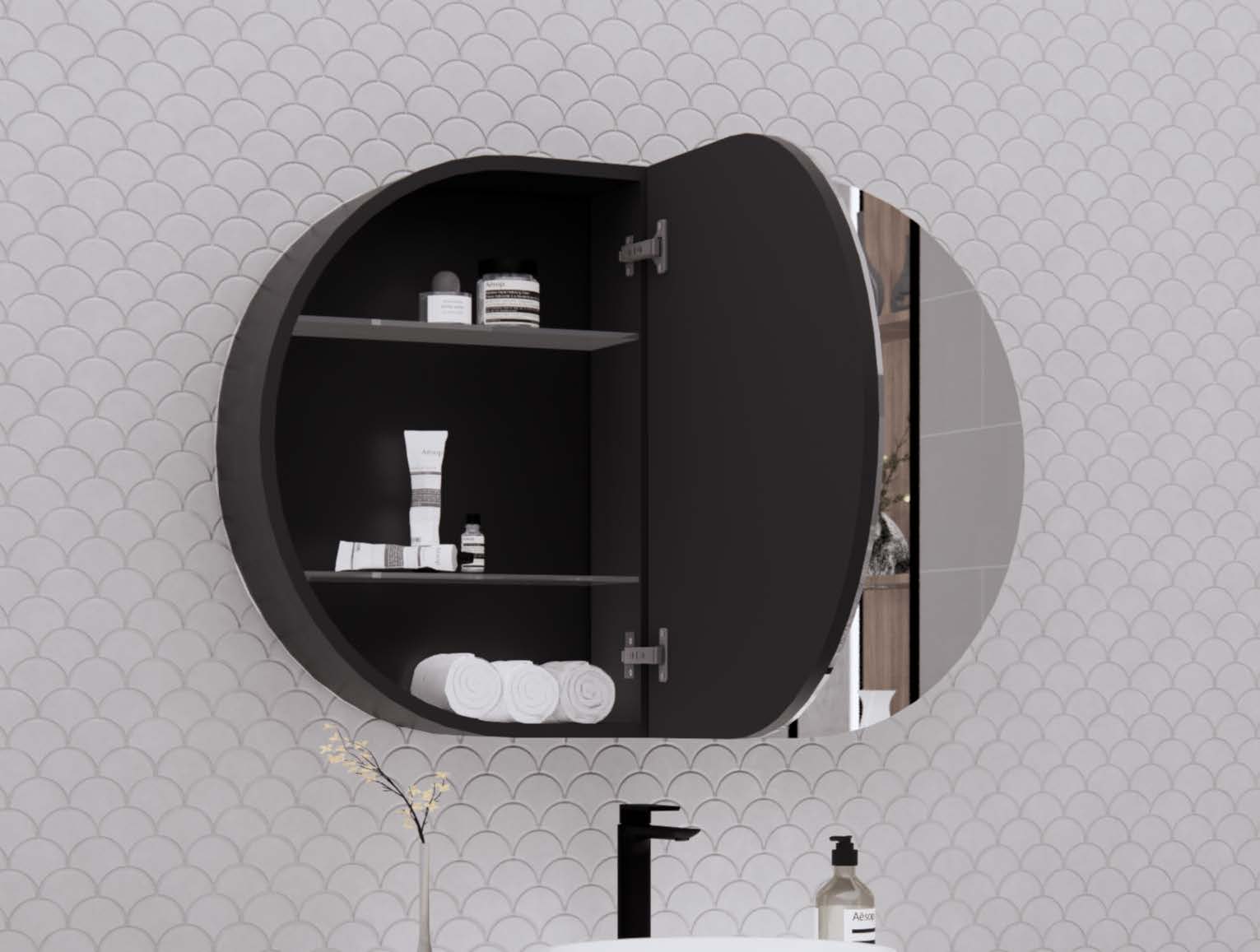 ABS Riva London Oval Shaving Cabinet Matte White