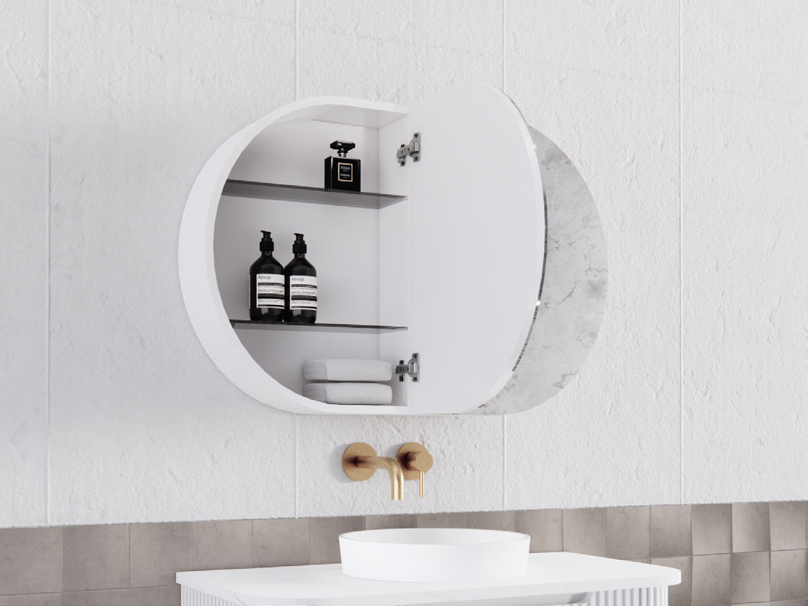 ABS Riva London Oval Shaving Cabinet Matte White