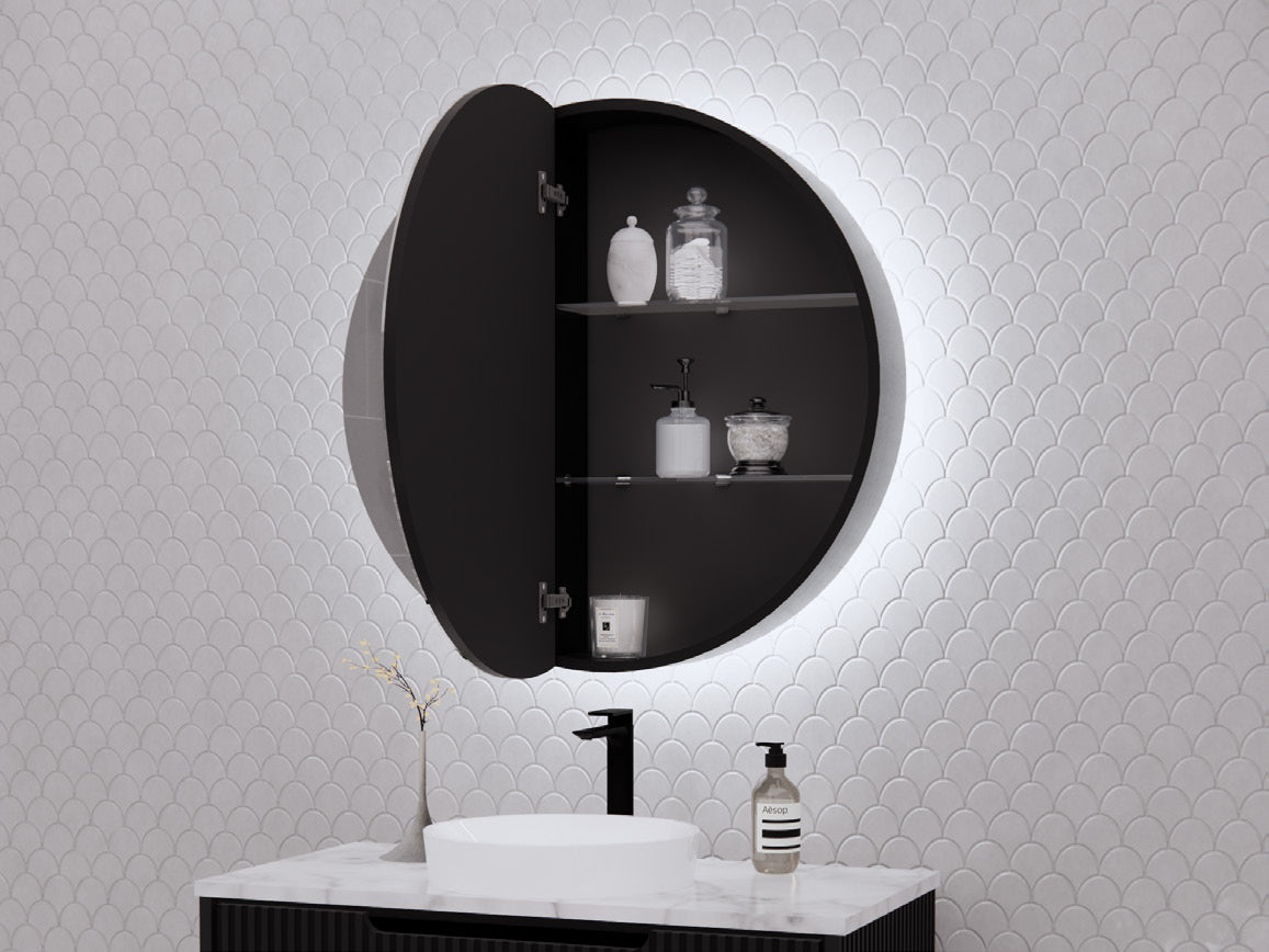 ABS Riva Paris 805mm LED Shaving Cabinet MCLED-8080R-MB
