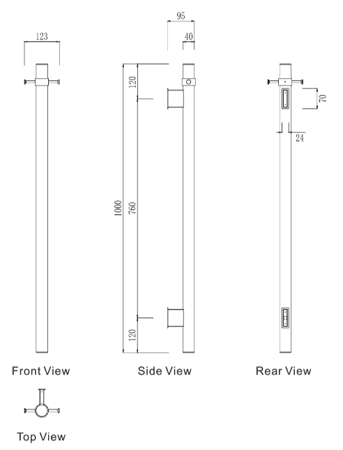 Modern National Mirage Vertical Heated Towel Rail - MIR100BN