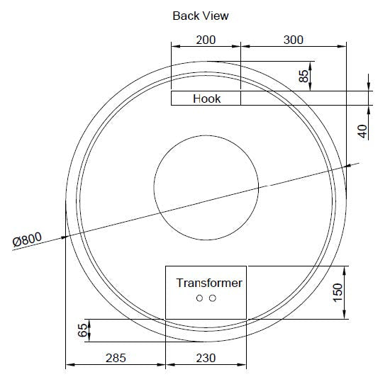 ABS Riva Frameless Round LED Mirror - MLED-R4-8080