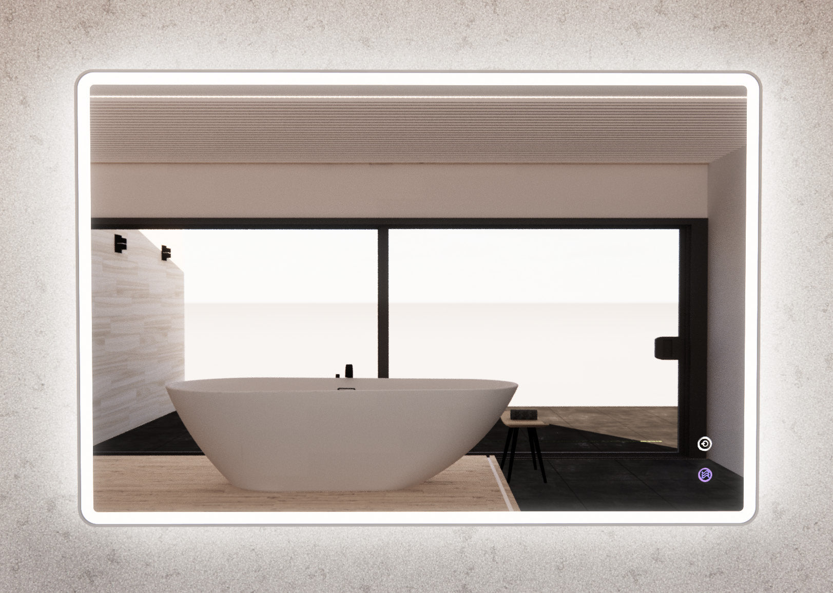 ABS Riva 900mm Rectangle Framed LED Mirror