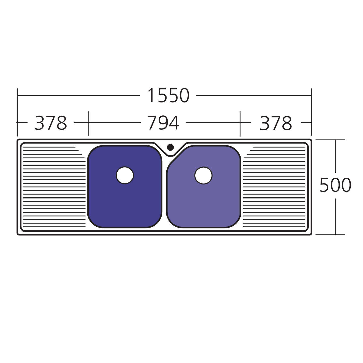 Oliveri Nu-Petite Double Bowl Sink with Double Drainer NP653