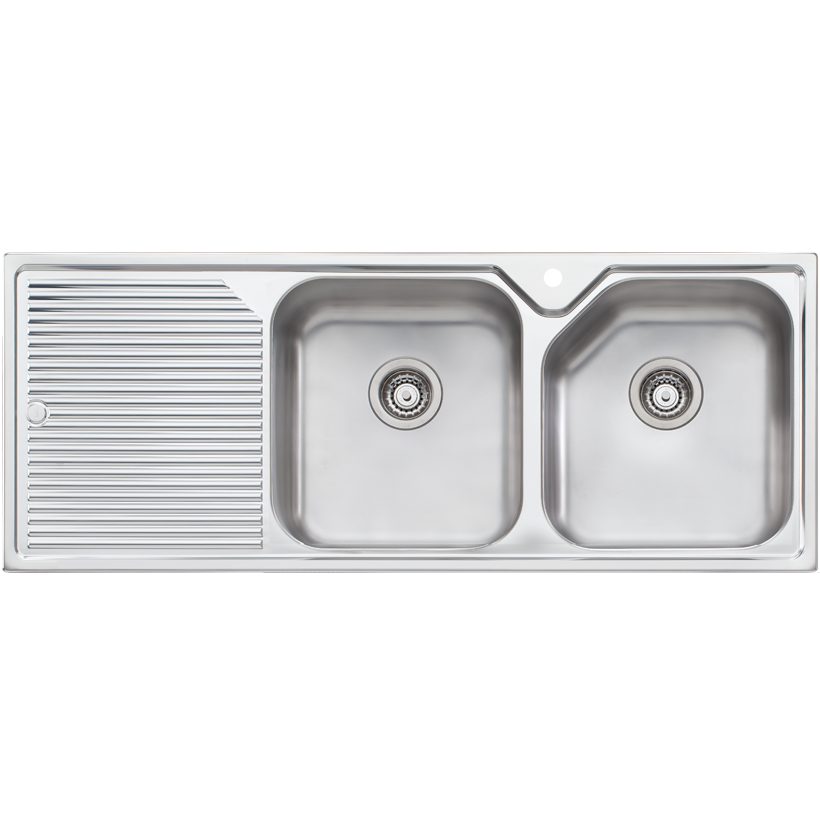 Oliveri Nu-Petite Double Right Hand Bowl Sink with Drainer NP672
