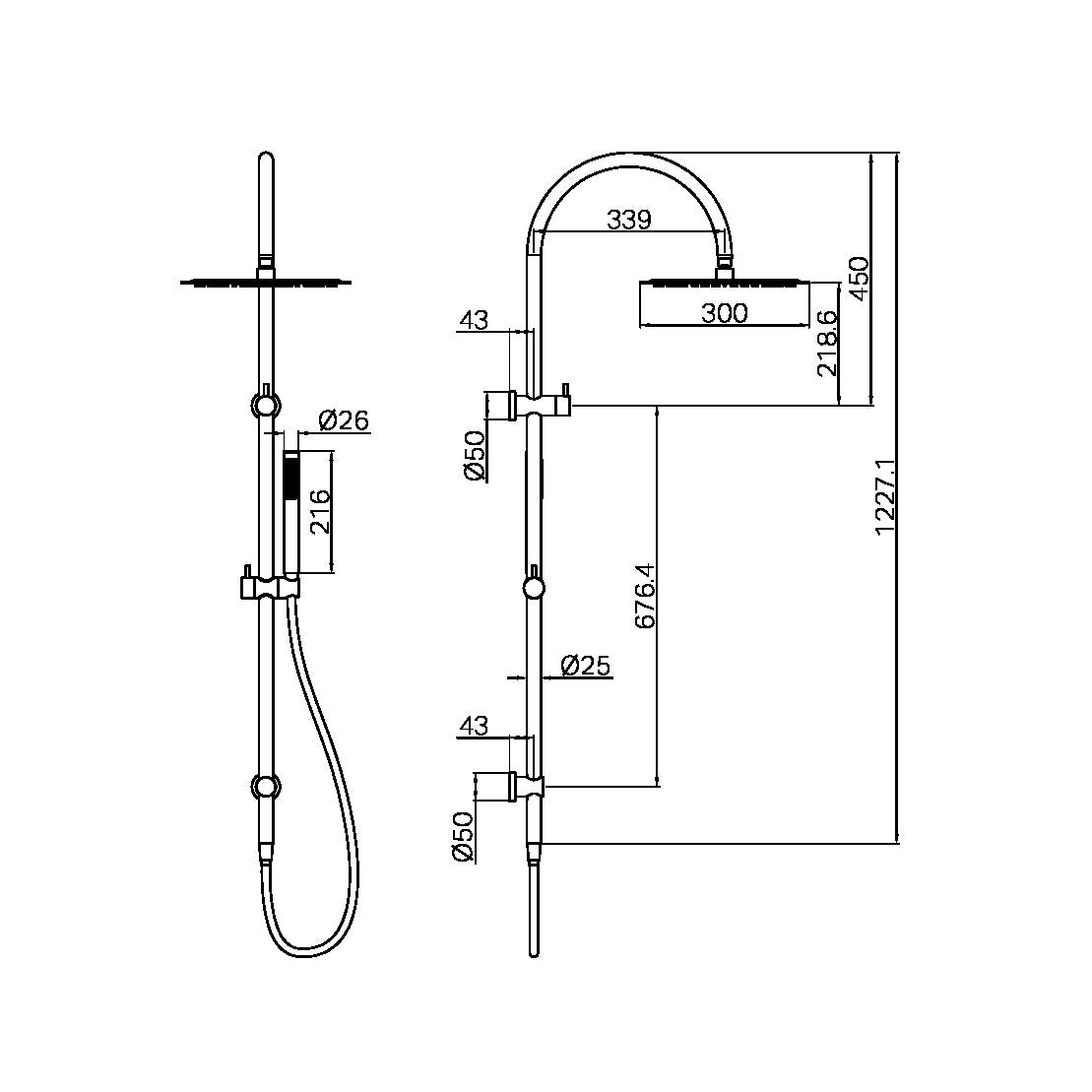 Nero Zen SS316L Twin Shower with PVC Shower Hose NR162205c02