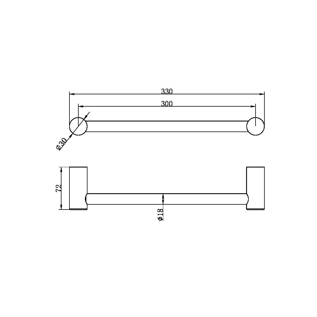 Nero Zen SS316L Hand Towel Rail NR1680a