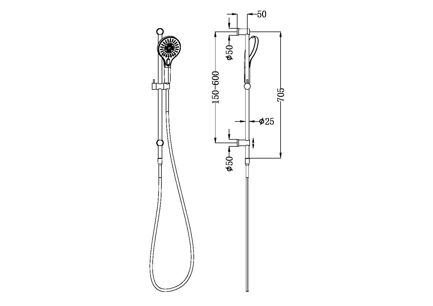 Nero Mecca Shower Rail NR221905d