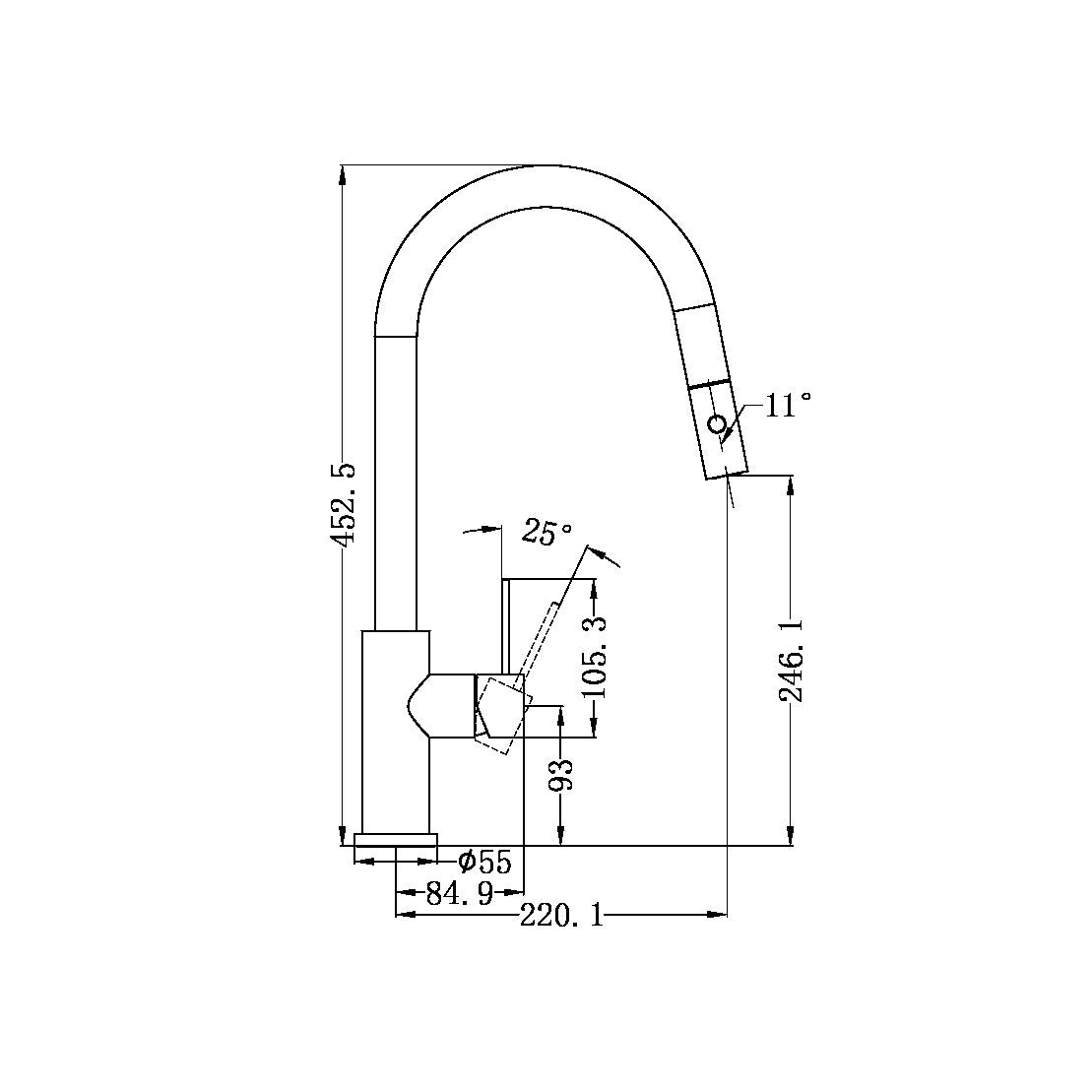 Nero Mecca Gooseneck Pullout Sink Mixer with Vegie Spray NR221908