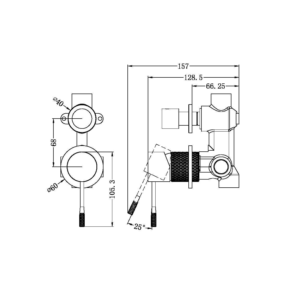 Nero Opal Shower/Bath Diverter Mixer Separate Plates NR251909e