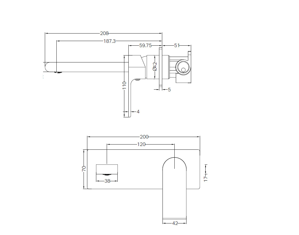 Nero Bianca Wall Basin/Bath Mixer NR321509eCH