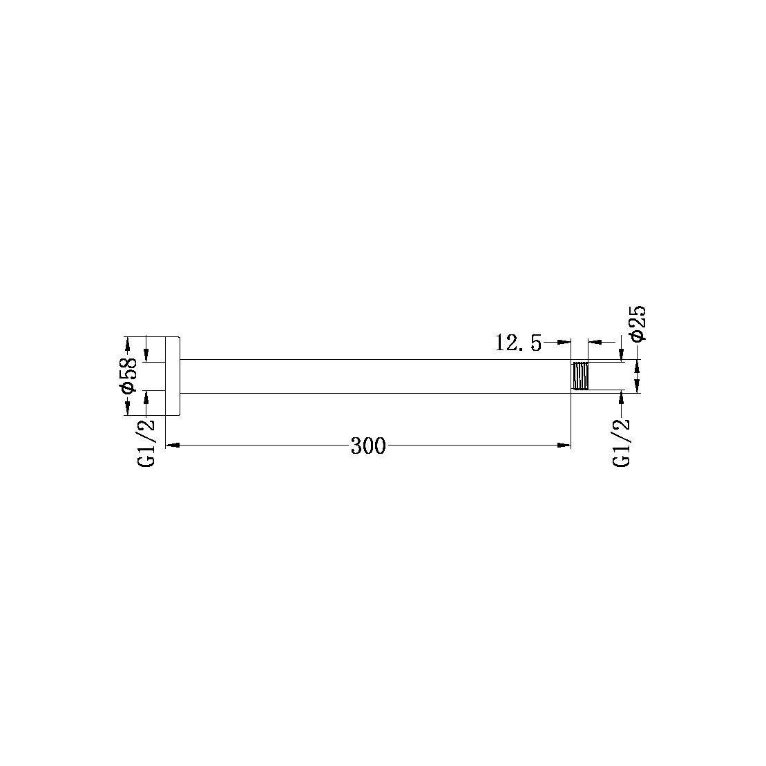 Nero 100mm Round Ceiling Arm NR503100