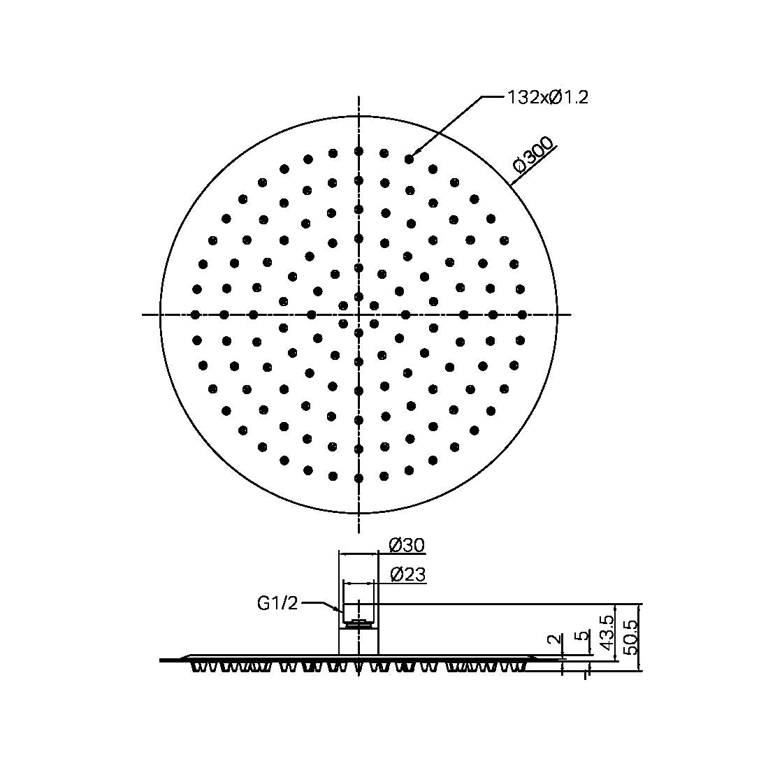 Nero Zen SS316L 300mm Round Shower Head NR508041