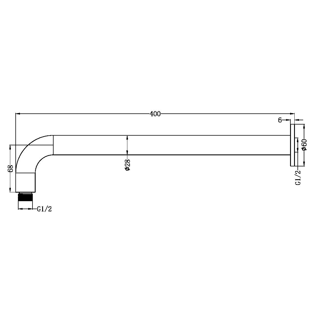 Nero Zen SS316L Round Shower Arm 400mm NR509