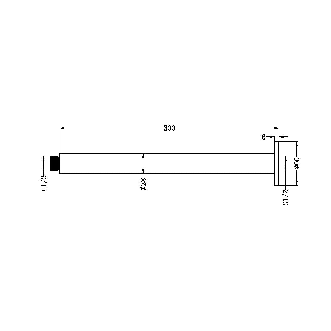 Nero Zen SS316L Round Shower Arm 400mm NR510