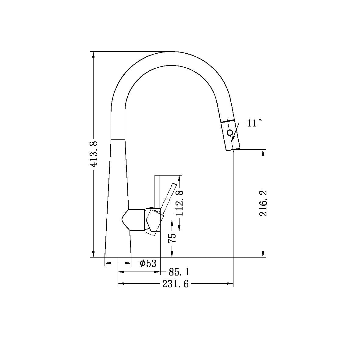 Nero Dolce Gooseneck Pullout Sink Mixer with Vegie Spray NR581009c