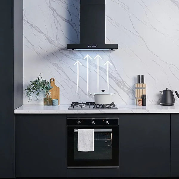 Omega 60cm Canopy Rangehood Black ORC60MB