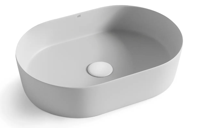 Otti Quay Oval Above Counter Ceramic Basin 500 x 340 x 120mm Matte Grey OT5035MG