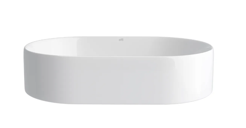 Otti Quay Oval Above Counter Ceramic Basin 500 x 340 x 120mm Gloss White OT5035