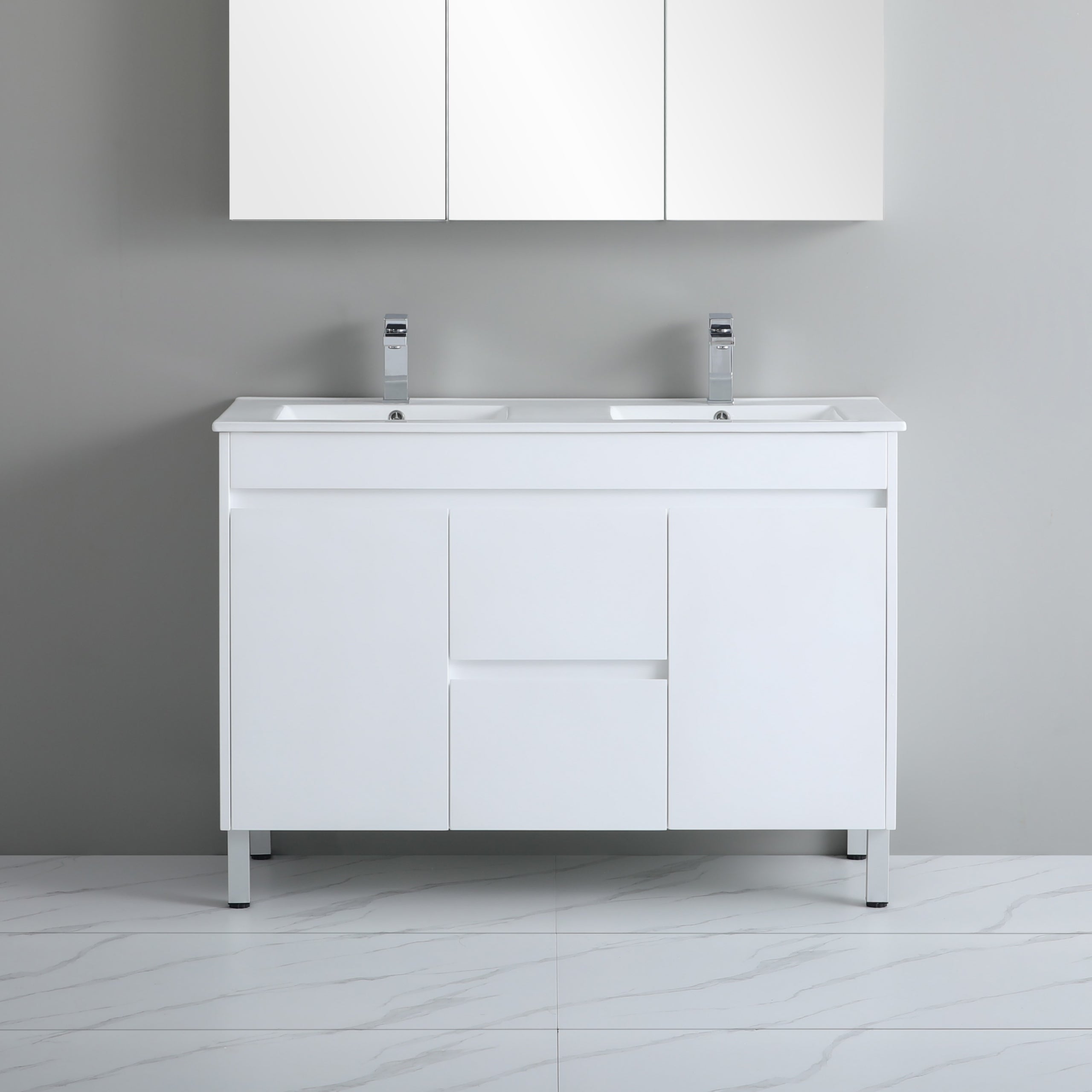 Polar 1200mm PVC Double Bowl Freestanding Vanity