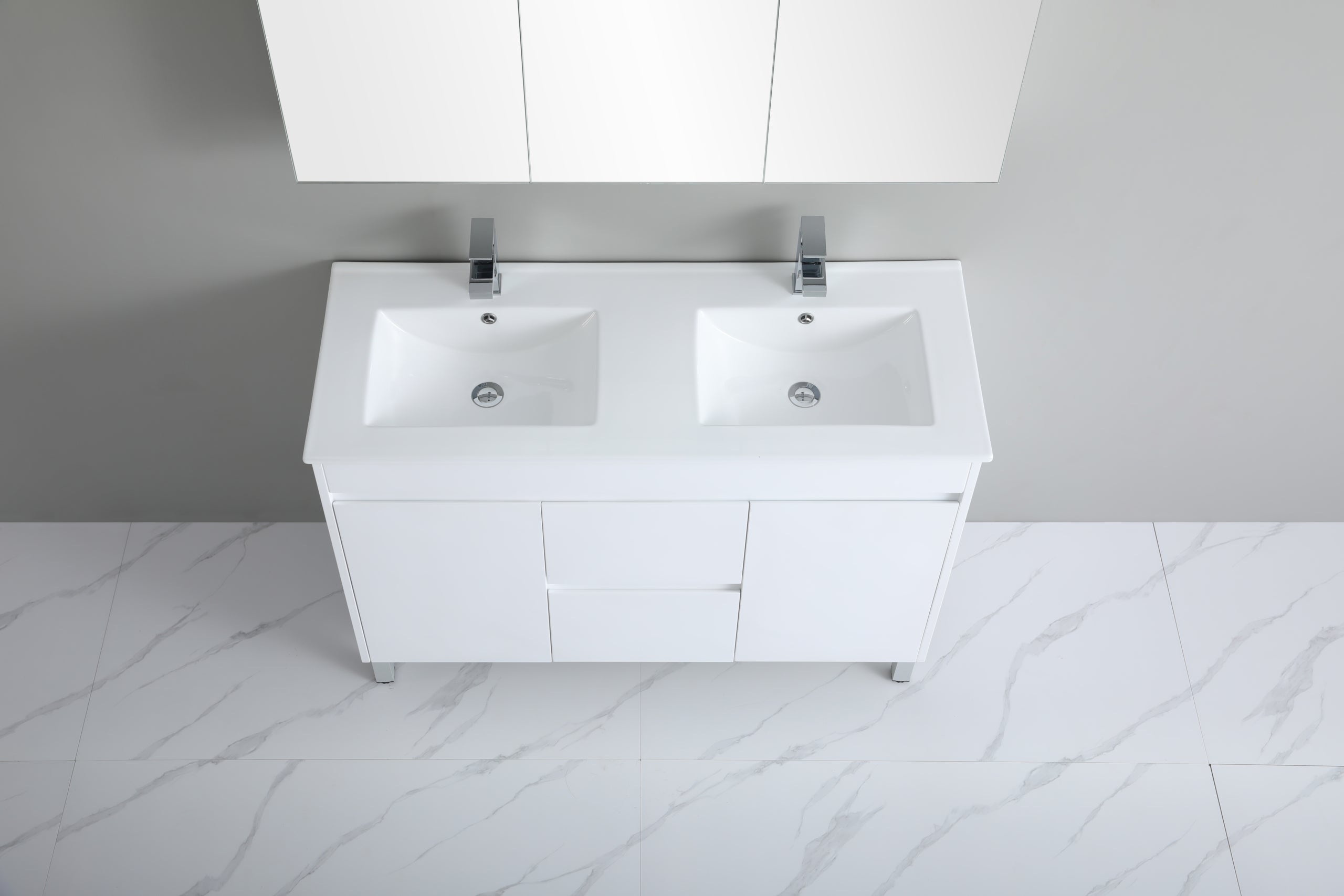 Polar 1200mm PVC Double Bowl Freestanding Vanity