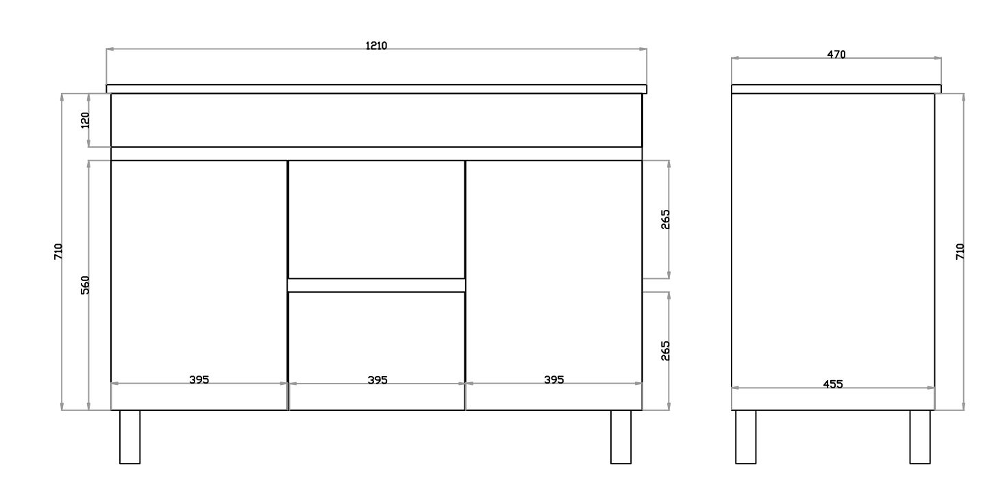 Polar 1200mm PVC Double Bowl Freestanding Vanity