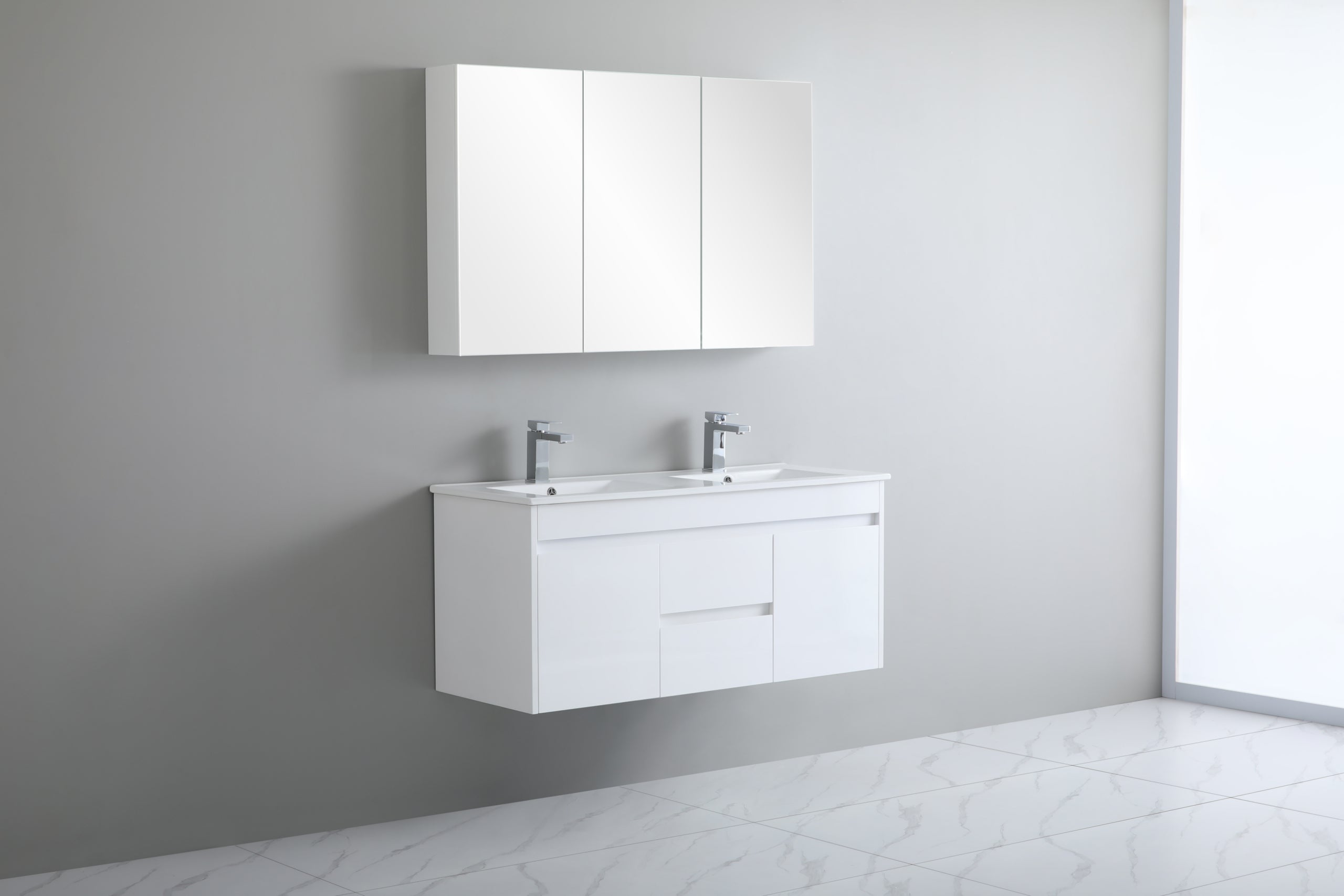 Polar 1200mm PVC Double Bowl Wall Hung Vanity