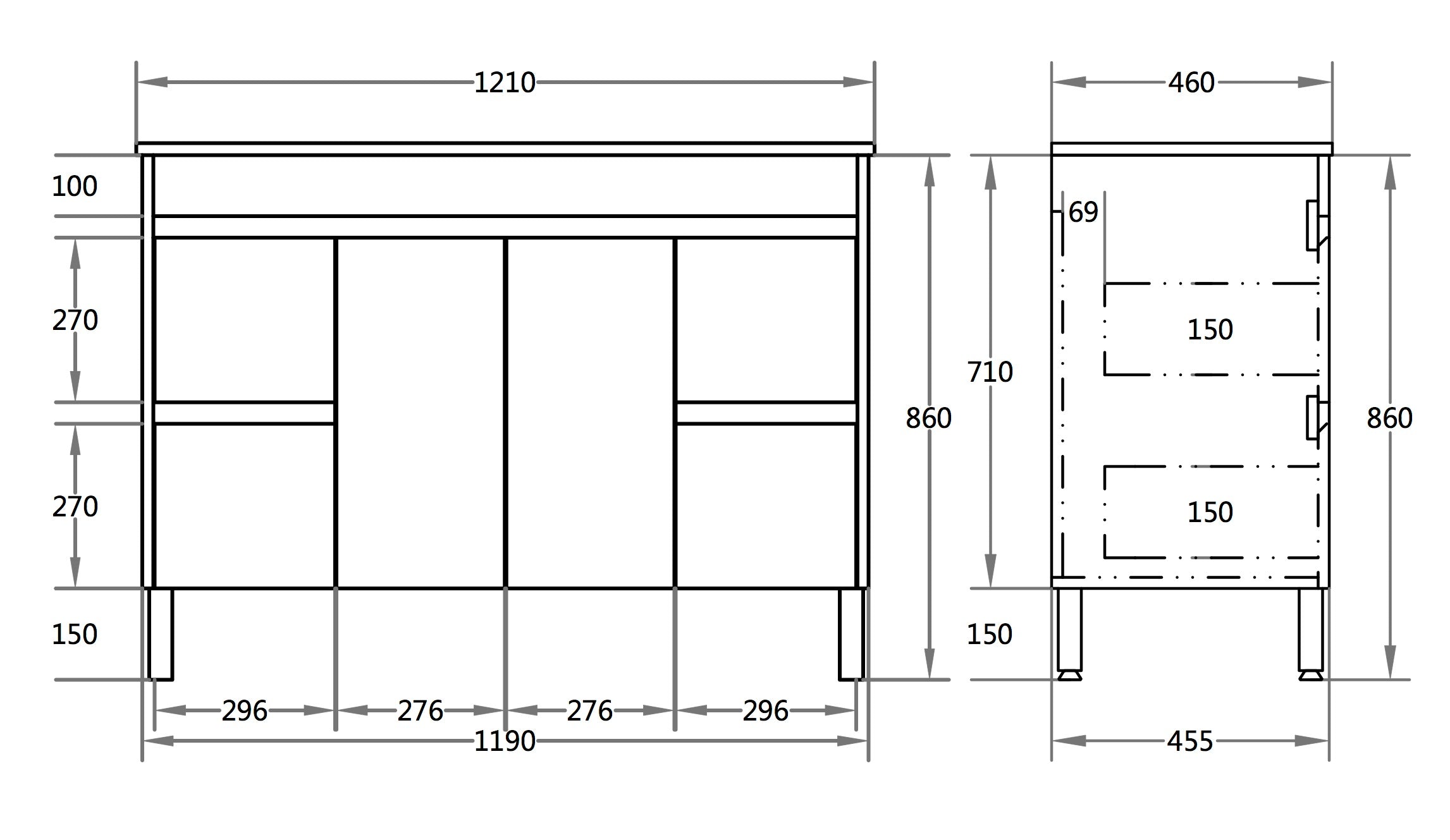 Polar 1200mm PVC Freestanding Vanity