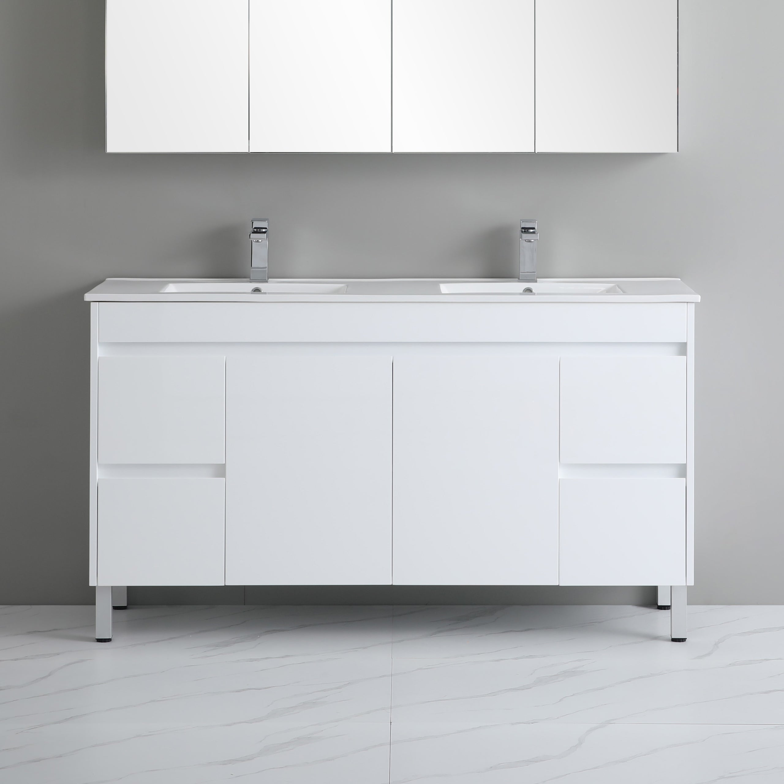 Polar 1500mm PVC Double Bowl Freestanding Vanity