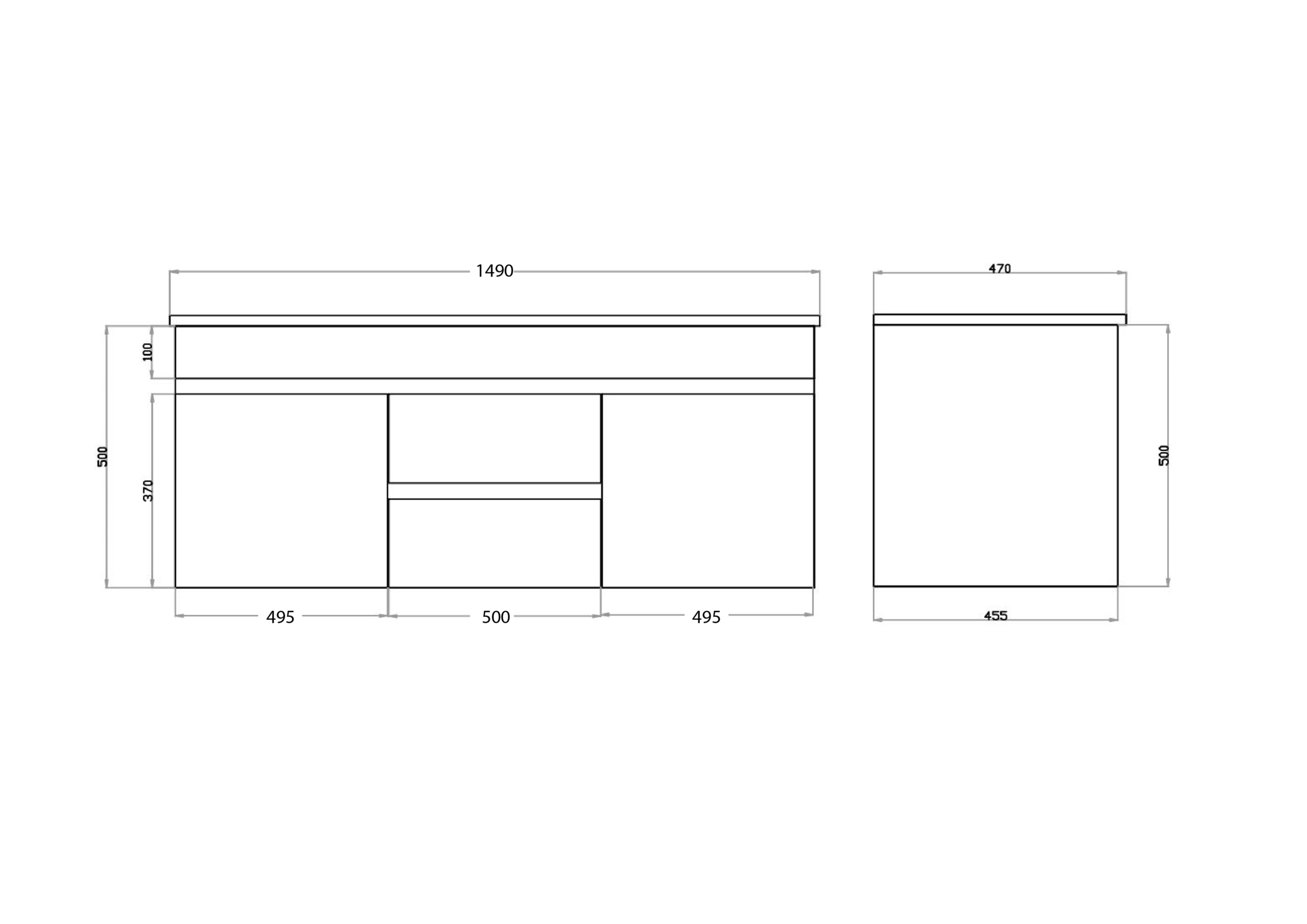 Polar 1500mm PVC Double Bowl Wall Hung Vanity