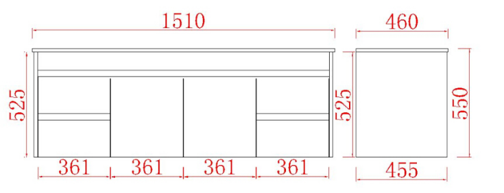 Polar 1500mm PVC Wall Hung Vanity